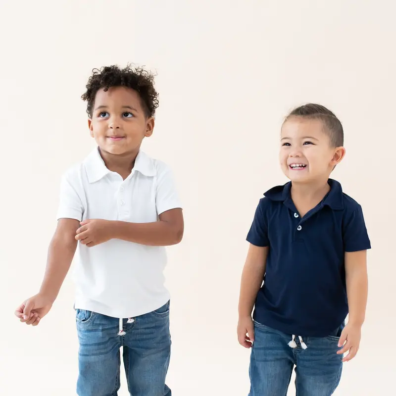 Toddler Short Sleeve Polo In Snow 4