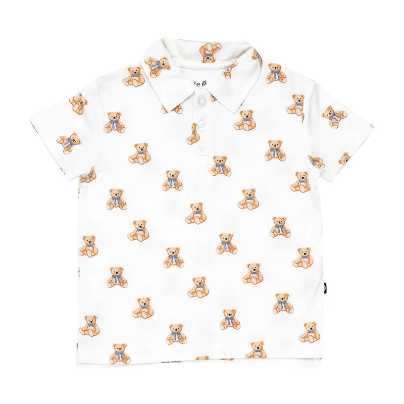 Toddler Short Sleeve Polo In Teddy Bear 2