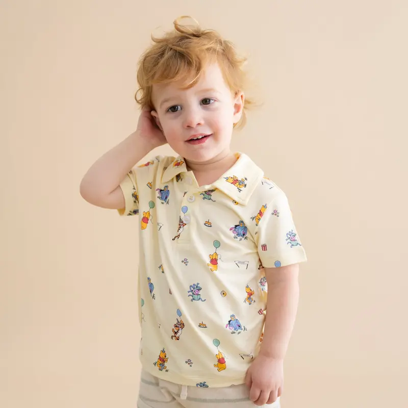 Toddler Short Sleeve Polo In Winnie The Pooh Celebration 1