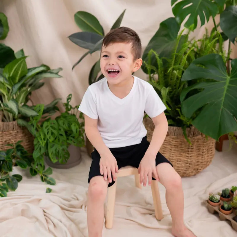 Toddler V-Neck Tee In Snow 1
