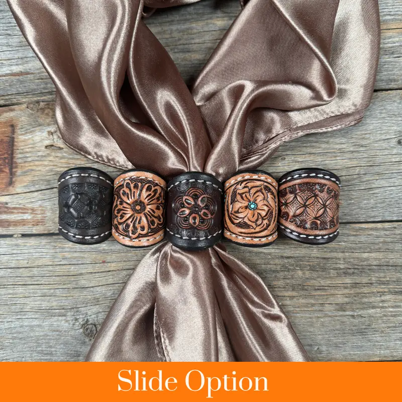 Tooled Leather Wild Rag Slides - Assorted 1