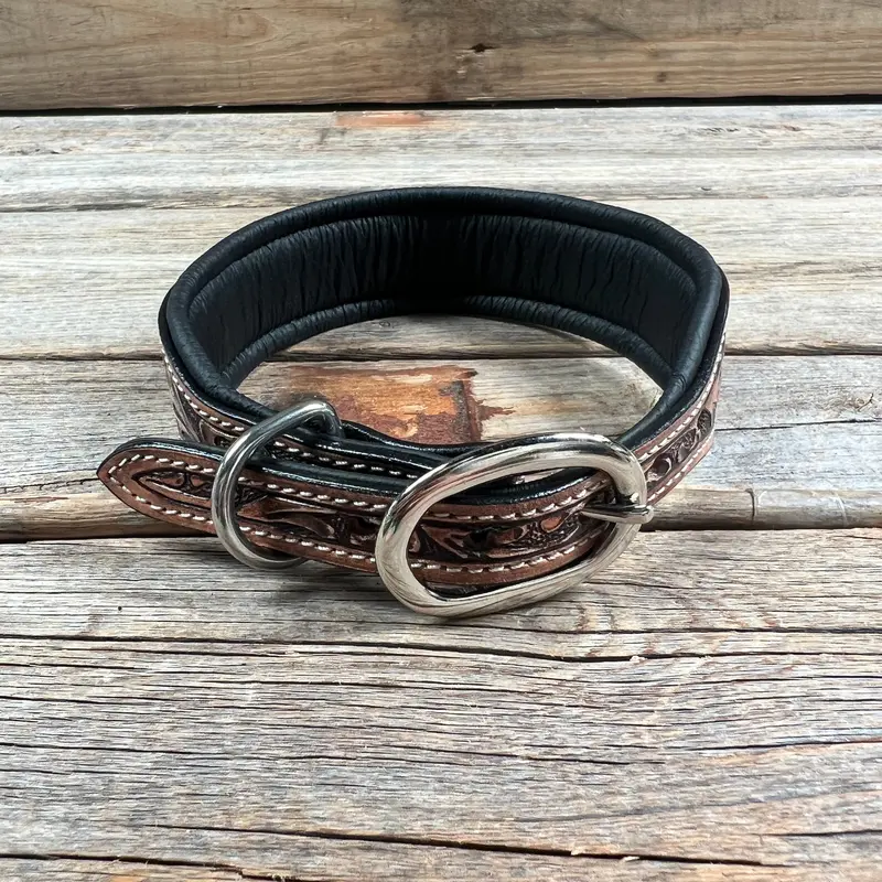 Tooled Red Genuine Leather Beaded Dog Collar #Dc439 2