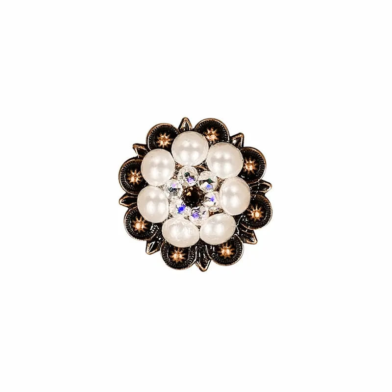 Topaz, Ab & Pearl Copper 1.25" European Crystal Concho 1