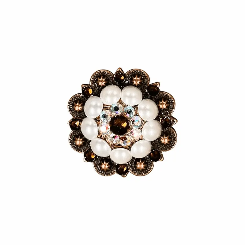Topaz, Ab & Pearl Copper 1.5" European Crystal Concho 1