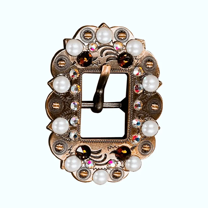Topaz, Ab & Pearl Copper European Crystal Cart Buckle 1