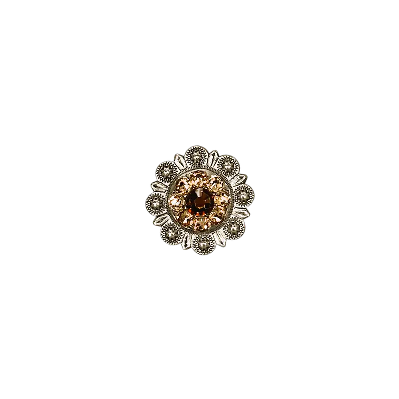 Topaz & Champagne Antique Silver 1" European Crystal Concho 1