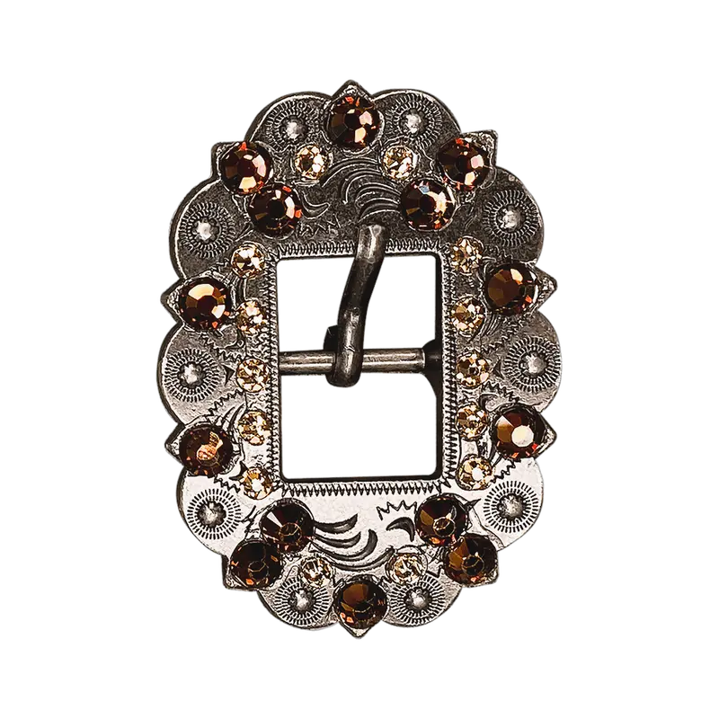 Topaz & Champagne Antique Silver European Crystal Cart Buckle 1