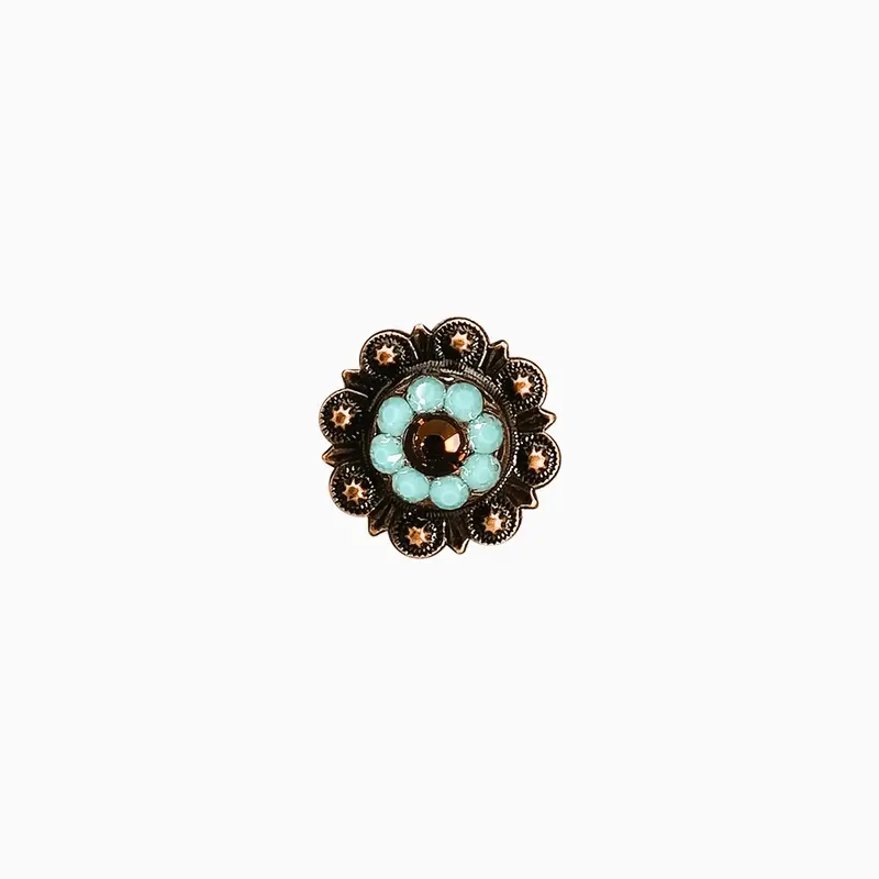 Topaz & Turquoise Copper 1" European Crystal Concho 1