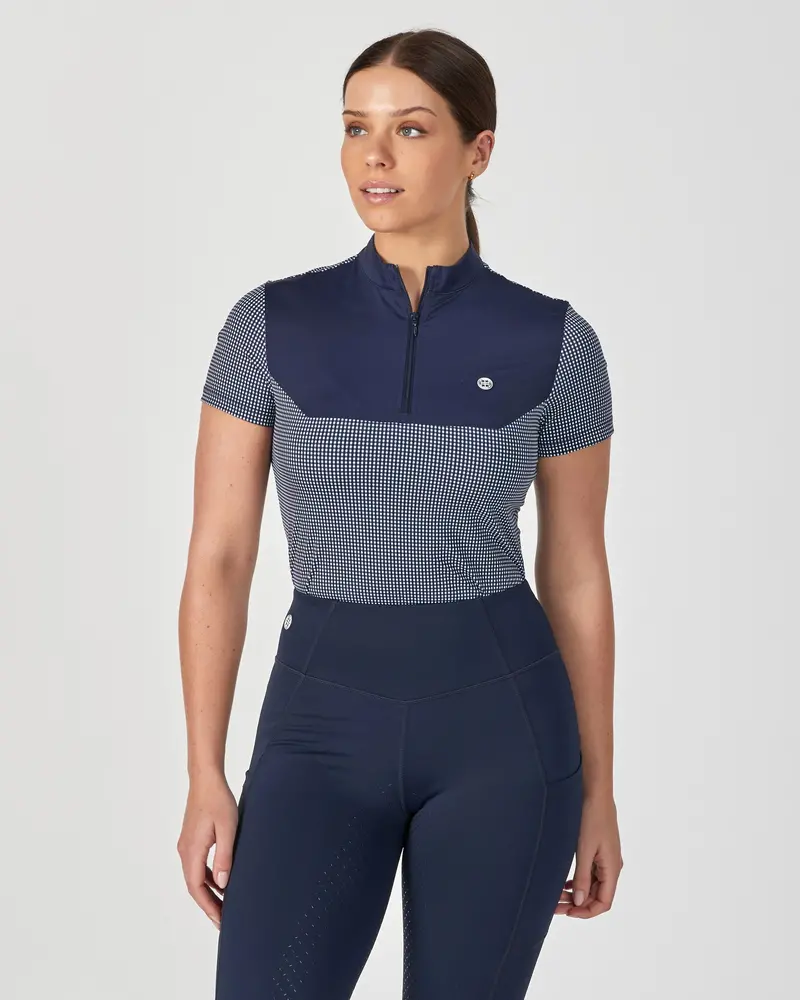 Training Top - Navy Mini Check S/S 1