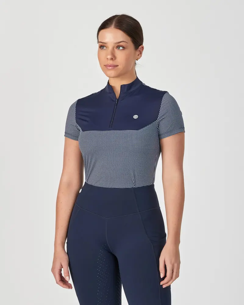 Training Top - Navy Mini Check S/S 3
