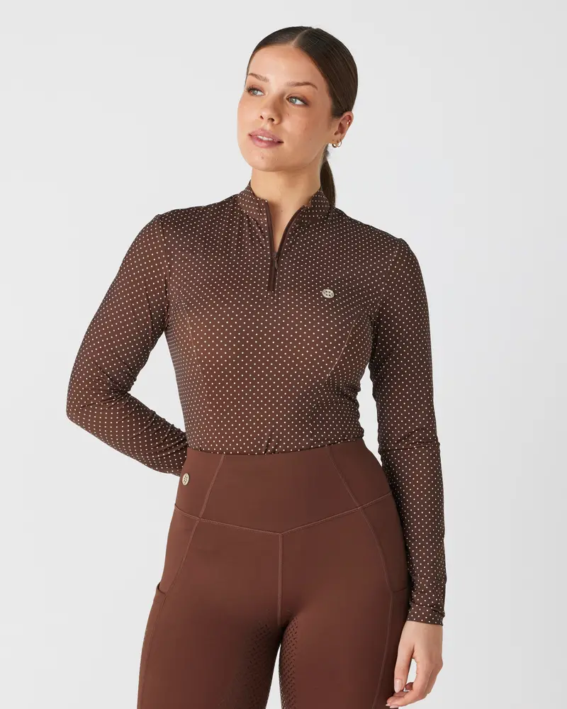 Transcend Training Top - Chocolate Mini Dot L/S 1