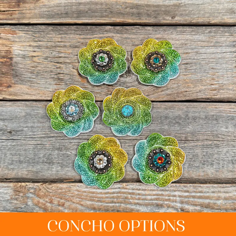 Triple Color Flower Rhinestone Rosette - Assorted Conchos 1