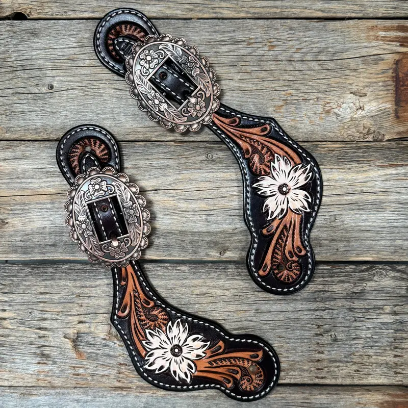 Triple Tone Floral Copper Floral Spur Straps #Ss141 1