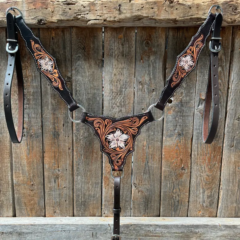 Triple Tone Floral Triangle / Gladiator Breastcollar #56275 1