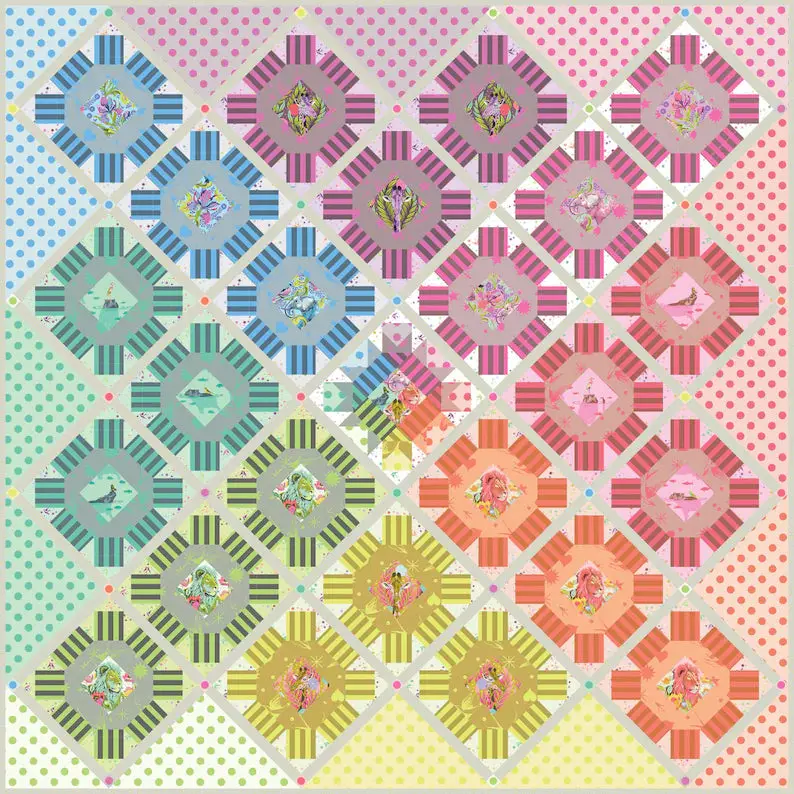 Tula's Star Cluster Quilt Kit #Everglow Kit Includes 19 1/2 Yards Of Fabric & Pattern. 1