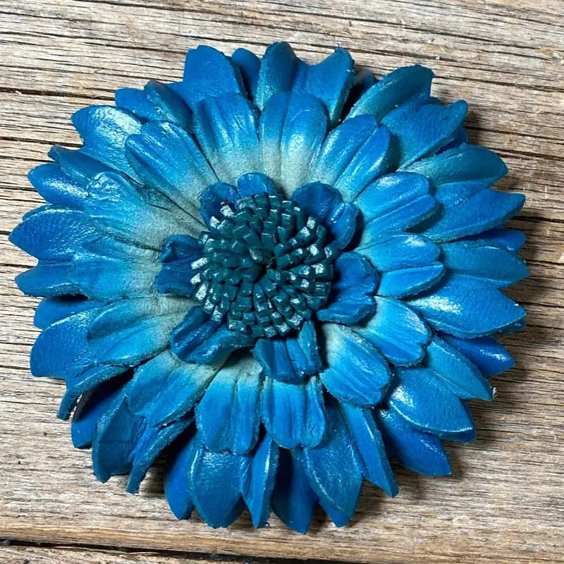 Turquoise Daisy Leather Flower 1