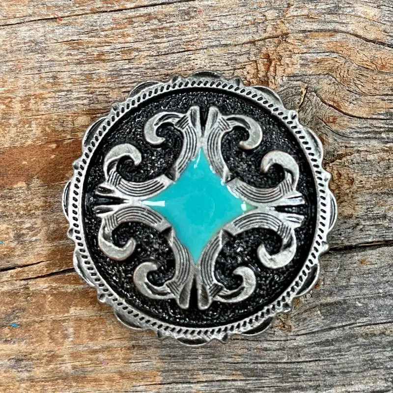 Turquoise Diamond Antique Silver 1.5" Concho W148l 1
