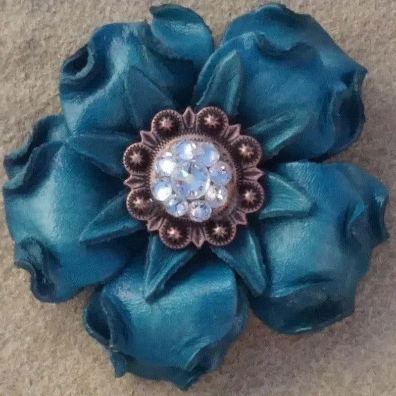 Turquoise Gardenia Flower With Copper Clear 1" Concho 1