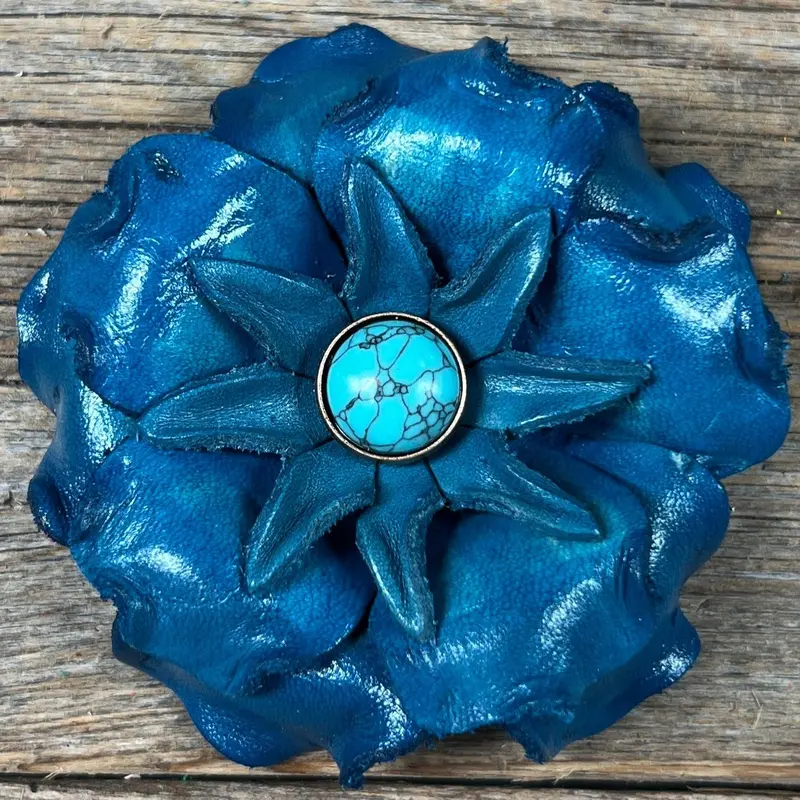 Turquoise Gardenia Flower With Round Turquoise Cabochon 1