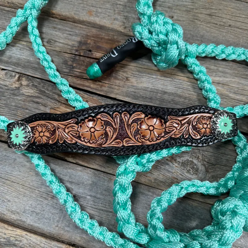 Turquoise Mule Tape Halter - Floral And Western #Mt256 2