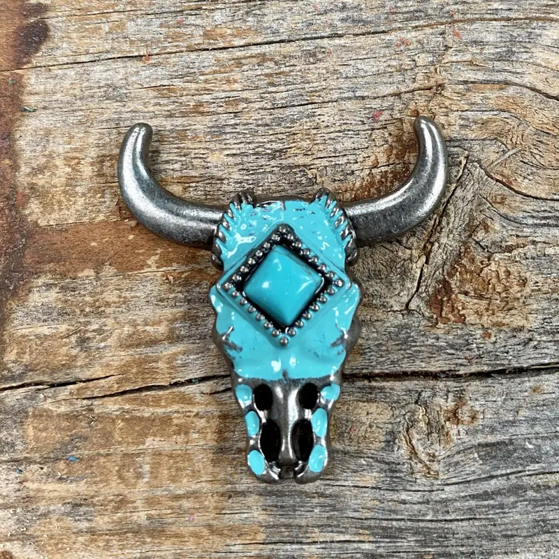 Turquoise Steer Head Concho W202l 1