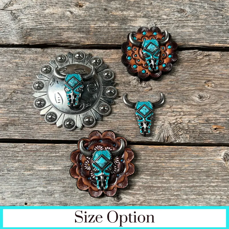 Turquoise Steer Head Western Concho W202 1