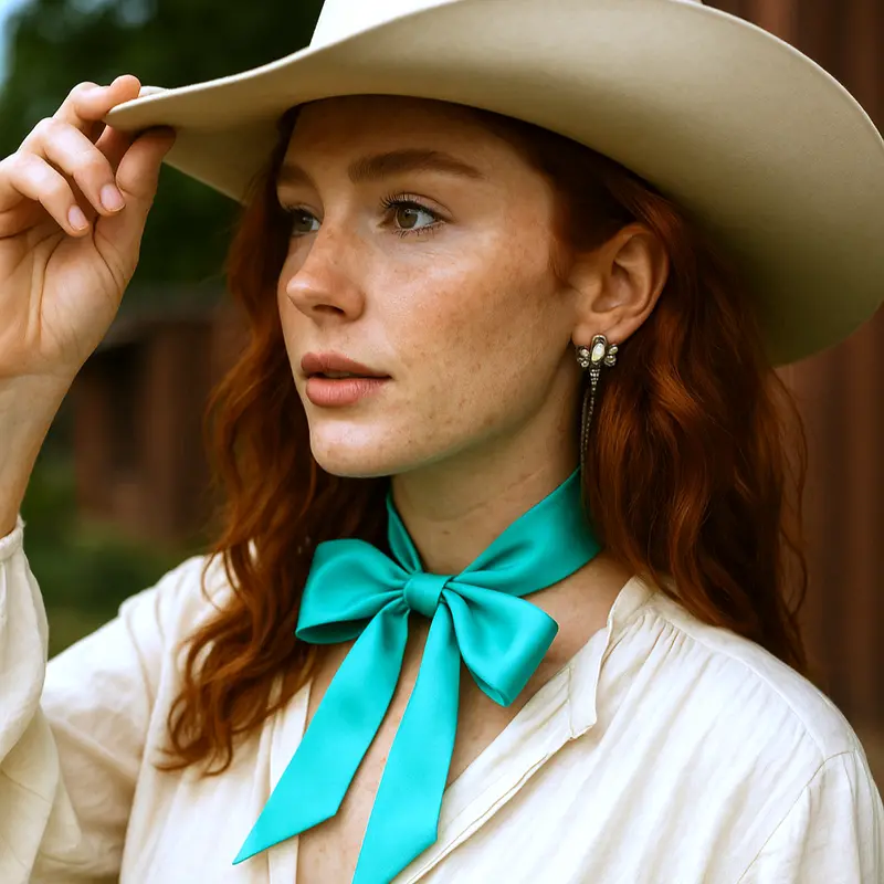 Turquoise  Western Skinny Mini Wild Rag Scarf / Cowgirl Necktie #Tw301 1