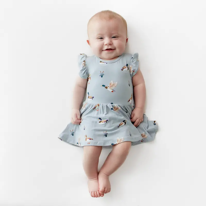 Twirl Bodysuit Dress In Mallard Duck 1