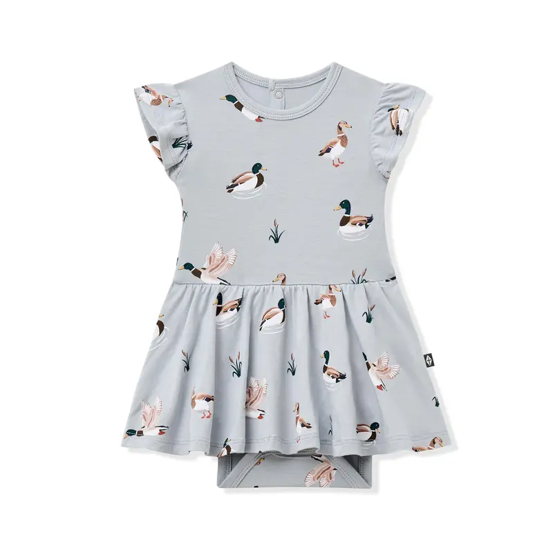 Twirl Bodysuit Dress In Mallard Duck 2
