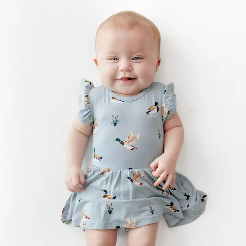 Twirl Bodysuit Dress In Mallard Duck 3