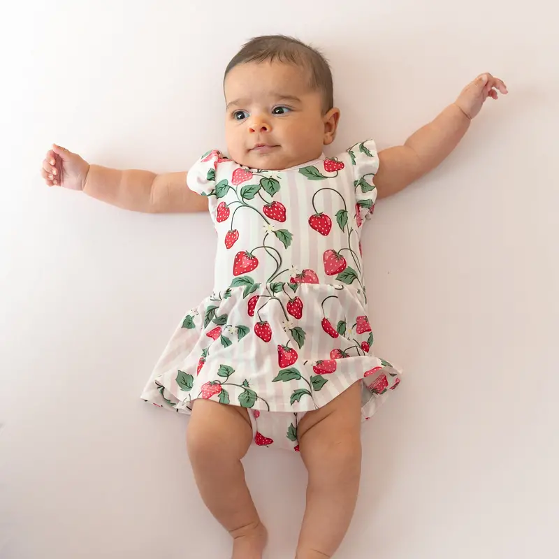 Twirl Bodysuit Dress In Strawberry Fields 1