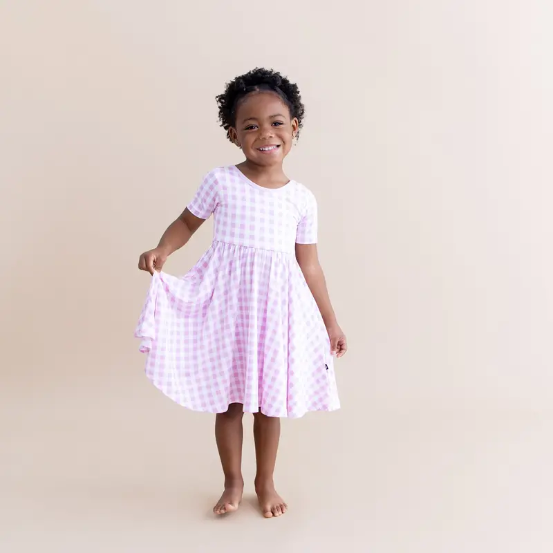 Twirl Dress In Gingham Thistle 1