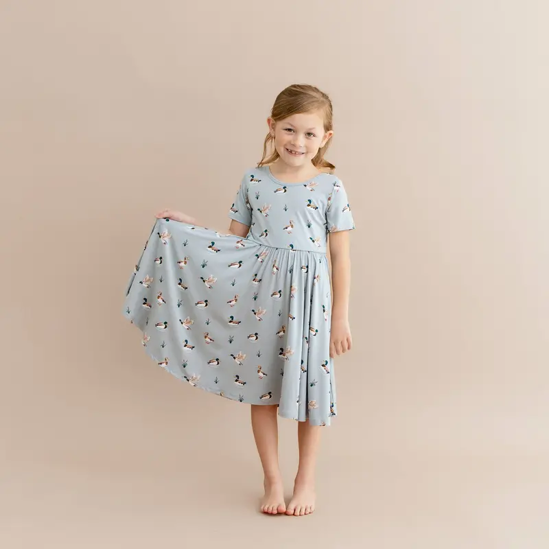 Twirl Dress In Mallard Duck 1