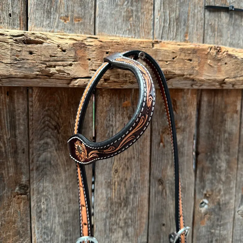 Two Tone Floral One Ear Headstall / Bridle #23080 2