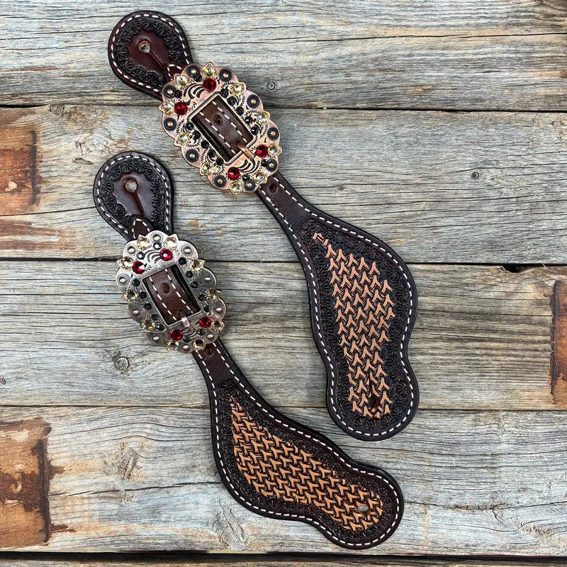 Two Tone Foxtail Ruby/Jet/Champagne Spur Straps #Ss128 1