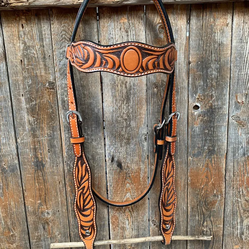 Two Tone Zebra Striped Browband Headstall/Bridle #241931 1