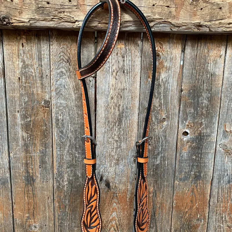 Two Tone Zebra Striped One Ear Headstall/Bridle #241941 1