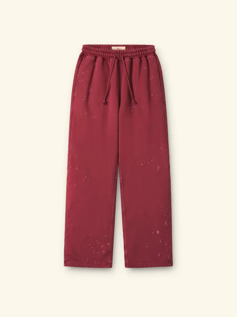 Valentine's Distressed Parachute Sweatpants (Sun Faded Red) 1