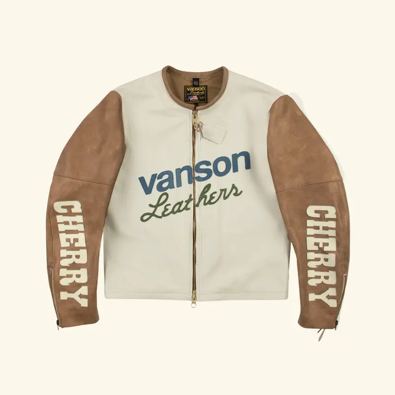 Vanson Leather Moto Jacket (White/Tan) 1