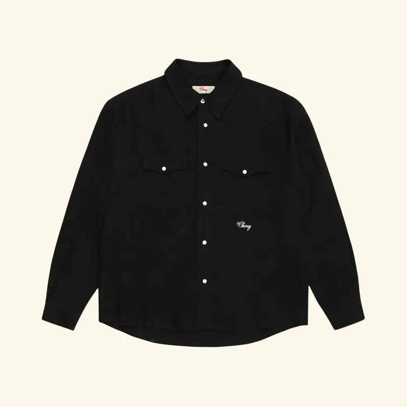 Washed Linen Western Shirt (Black) 1