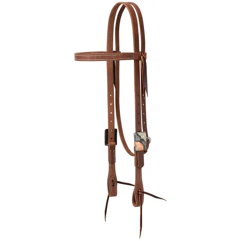 Weaver Protack Headstall With Designer Hardware - Copper Flower 1