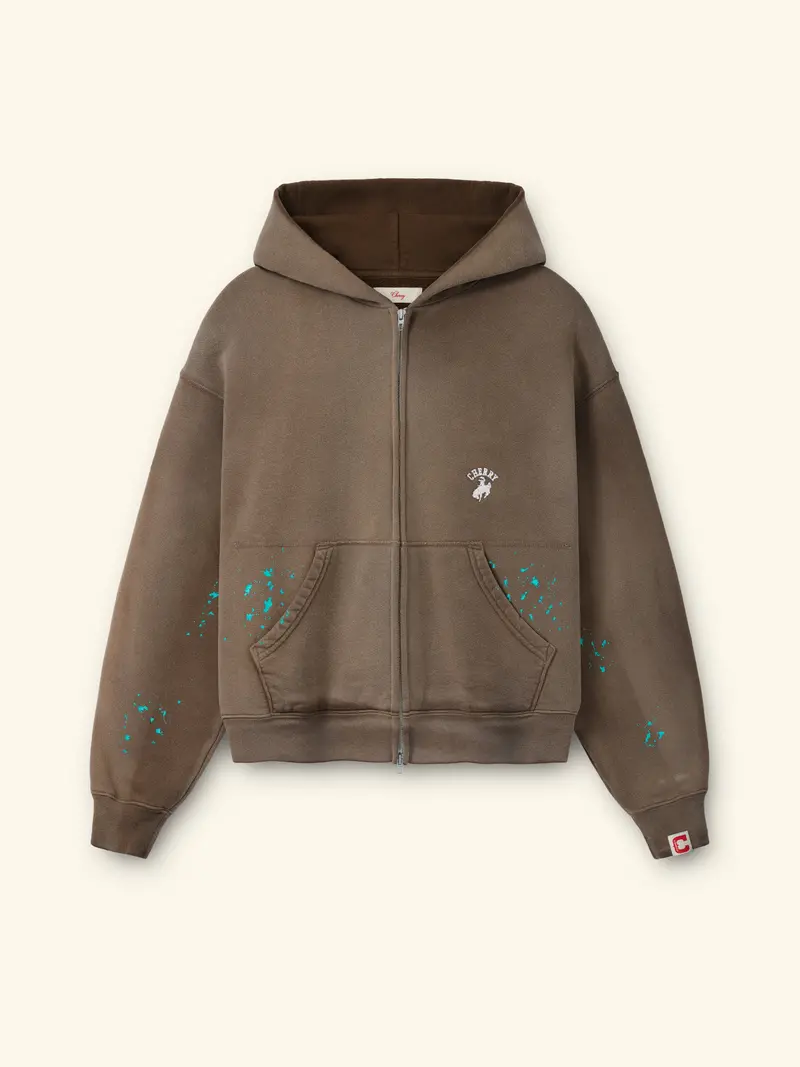 Western Athletic Zip Up Hoodie (Brown) 1