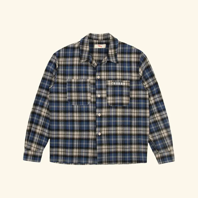 Western Boxy Plaid Shirt (Steel Blue) 1