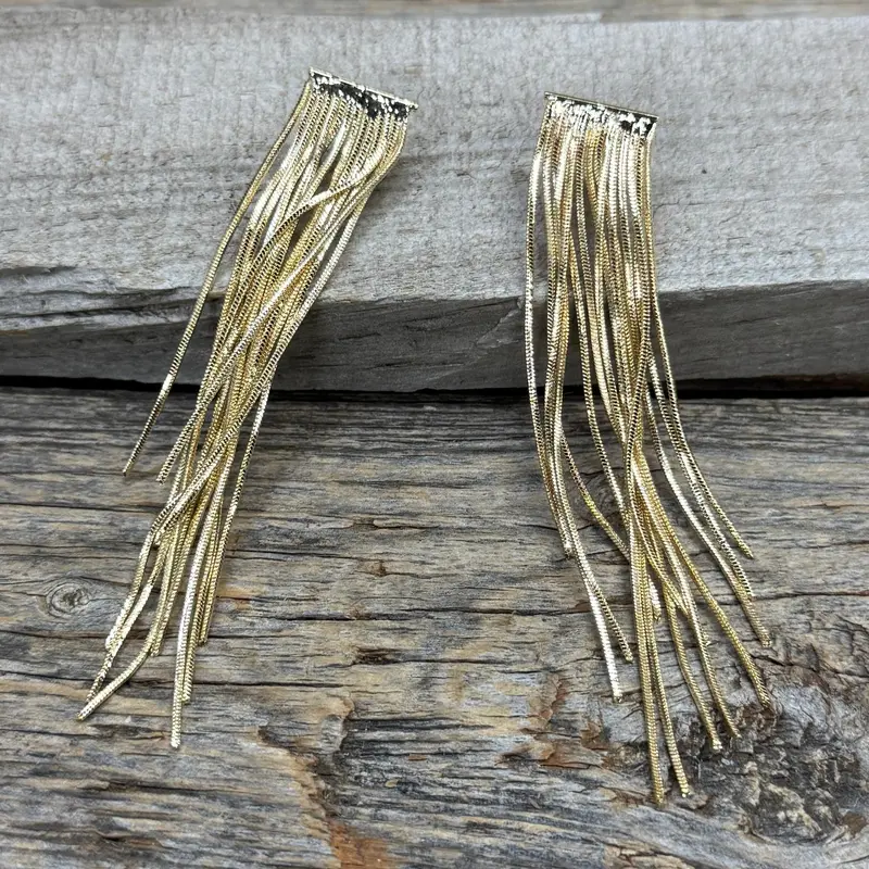 Western Gold Bar And Fringe Dangle Fashion Earrings 1