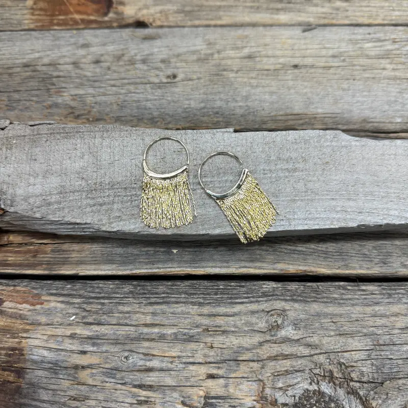 Western Gold Fringe Hoop Fashion Earrings 1