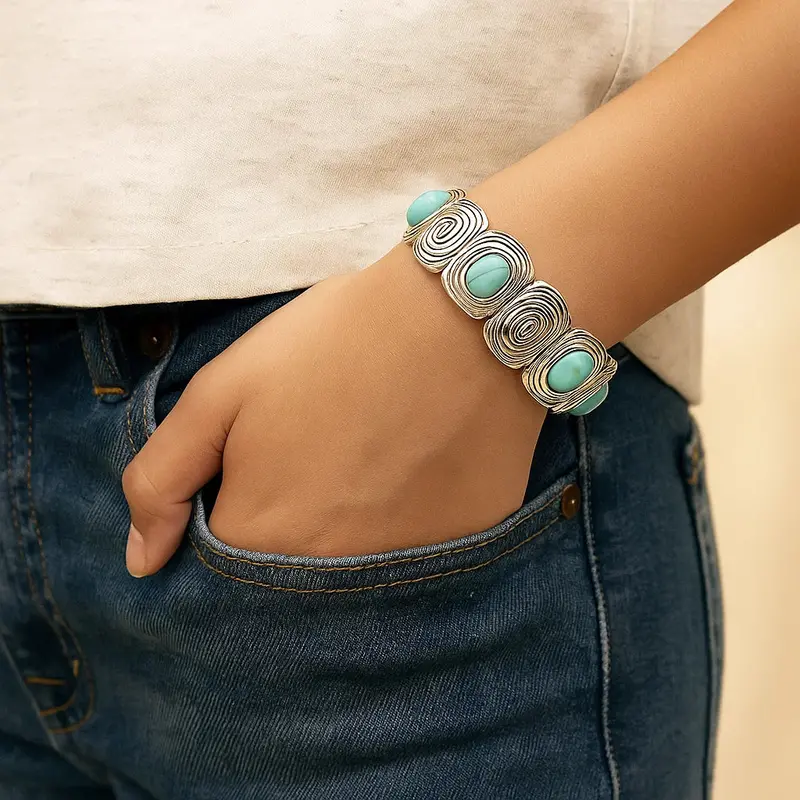 Western Silver Turquoise Fashion Bracelet 1