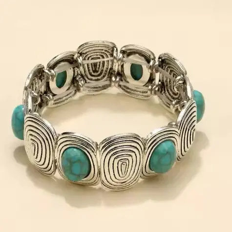 Western Silver Turquoise Fashion Bracelet 2