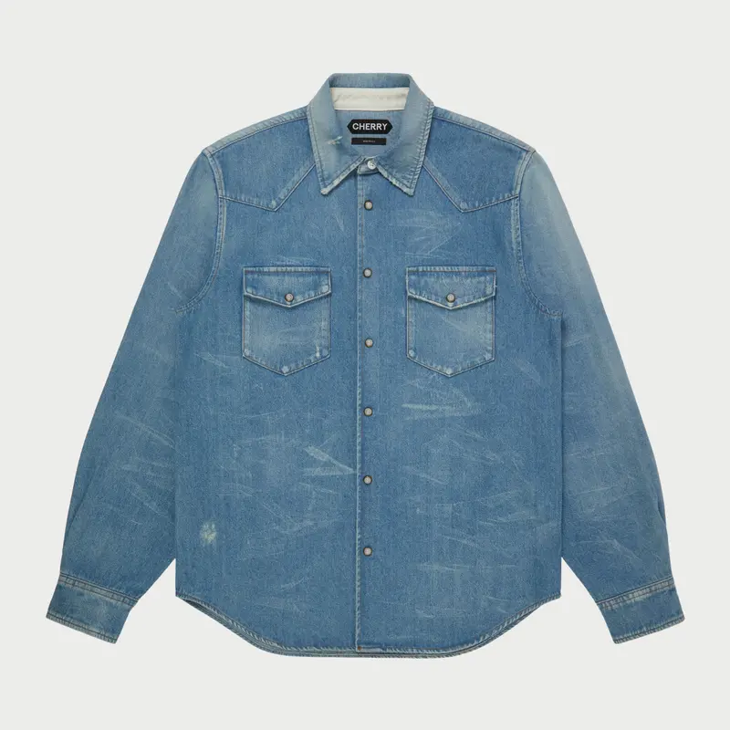 Western Snap Shirt (Washed Blue) 1