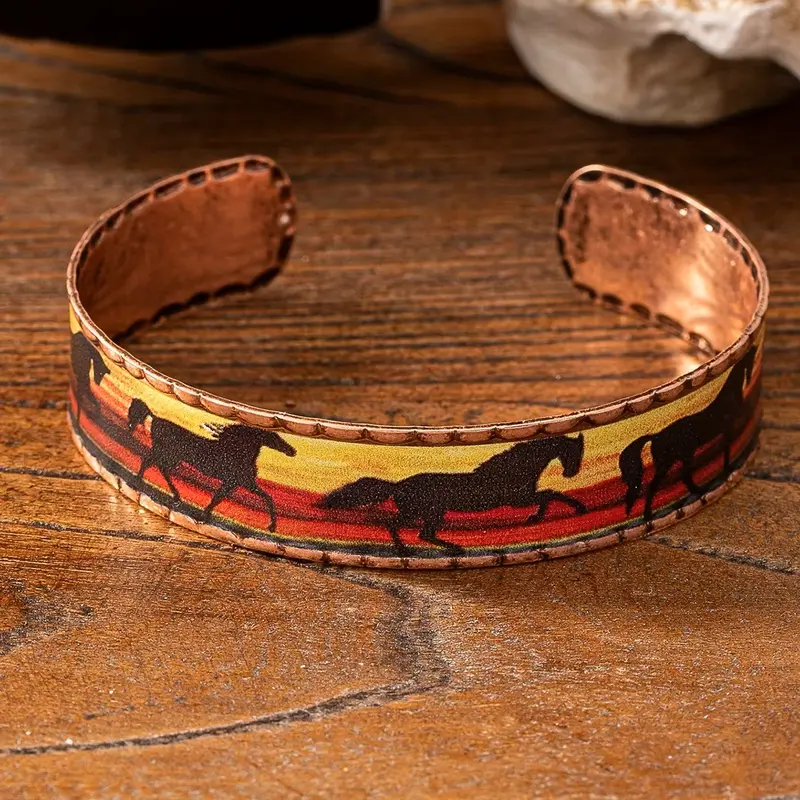 Western Sunset Copper Rustic Fashion Cuff Bracelet 1