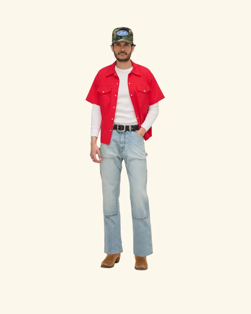Western Twill Mechanic Shirt (Sun Faded Red) 5